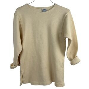 VTG Mill Valley Cotton 100% Pure Natural Thermal LG Crew Neck Top Cream Medium